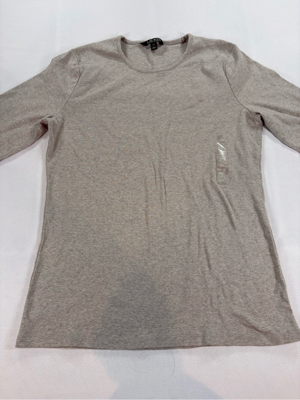 Lauren Ralph Lauren Gray Long Sleeve Tee XXL 100% Cotton - Picture 1 of 6